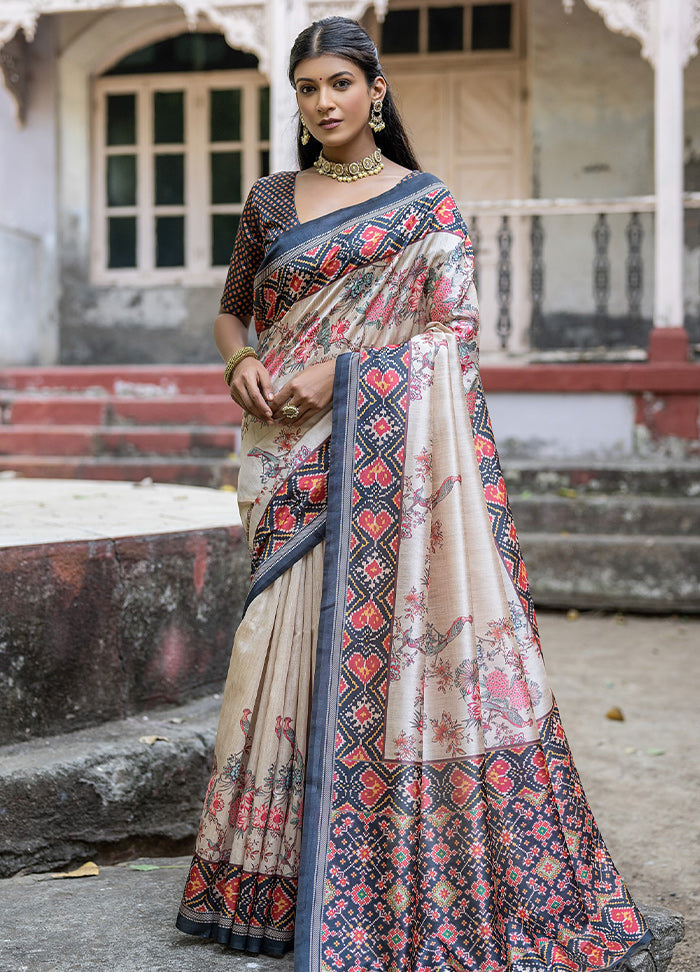 Black Dupion Silk Saree With Blouse Piece