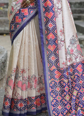 Blue Dupion Silk Saree With Blouse Piece