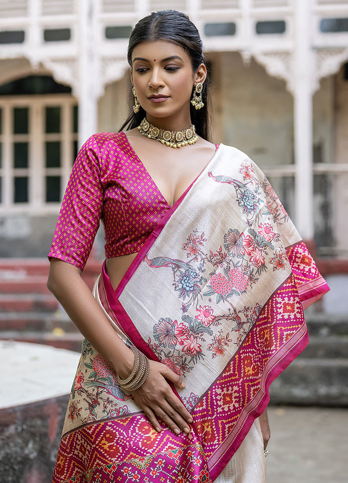 Rani Dupion Silk Saree With Blouse Piece