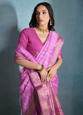 Pink Dupion Silk Saree With Blouse Piece