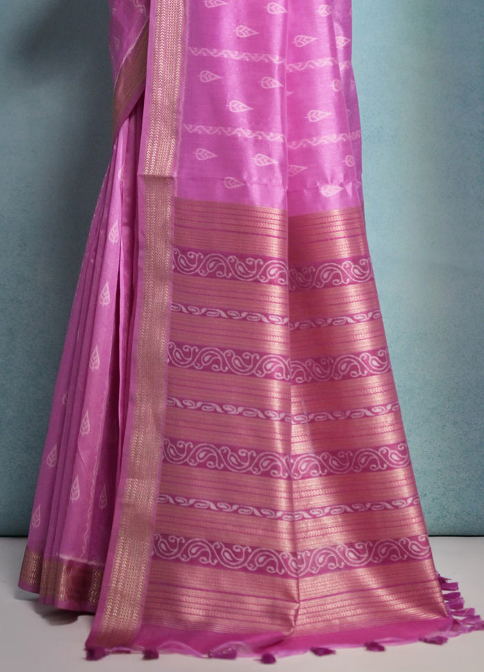 Pink Dupion Silk Saree With Blouse Piece