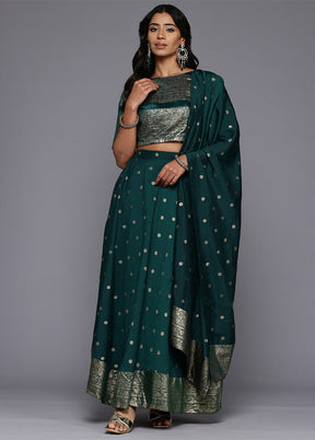 Green Silk Readymade Lehenga