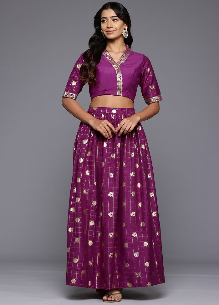 Purple Silk Readymade Lehenga