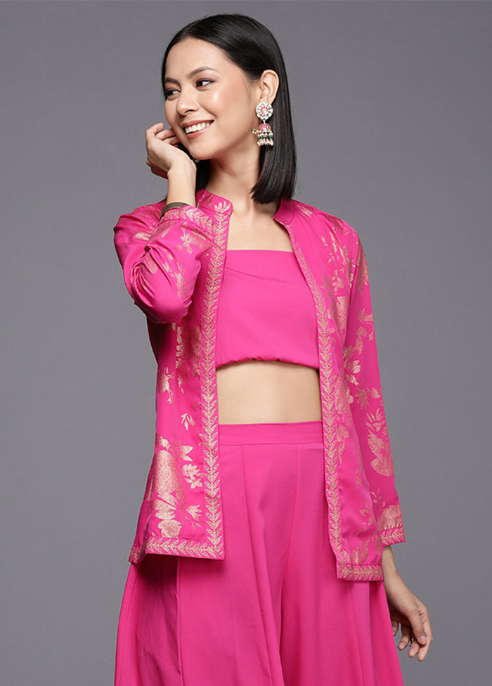 3 Pc Pink Readymade Silk Tunic Set