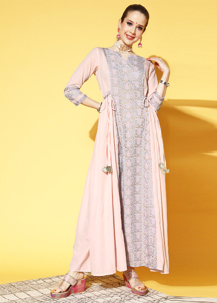 Light Pink Readymade Silk Indian Dress