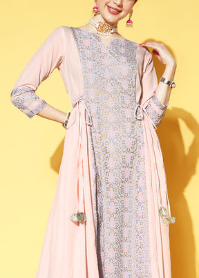 Light Pink Readymade Silk Indian Dress