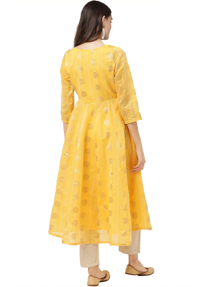 Yellow Readymade Chanderi Kurti