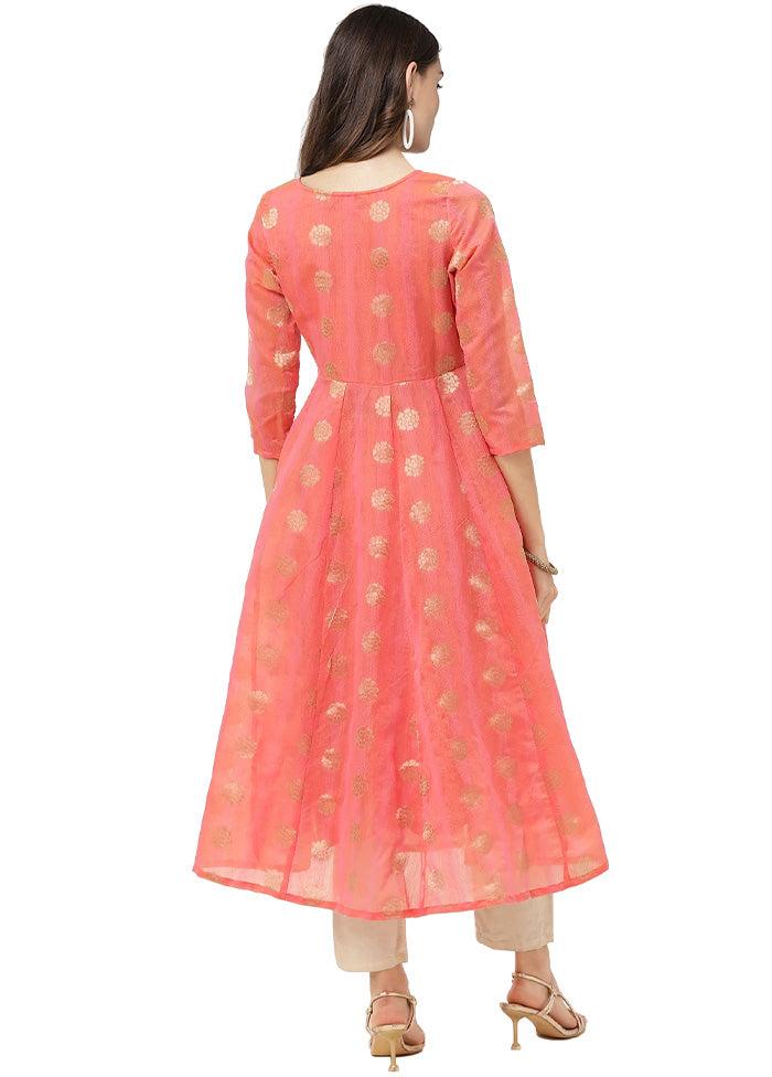 Pink Readymade Chanderi Kurti