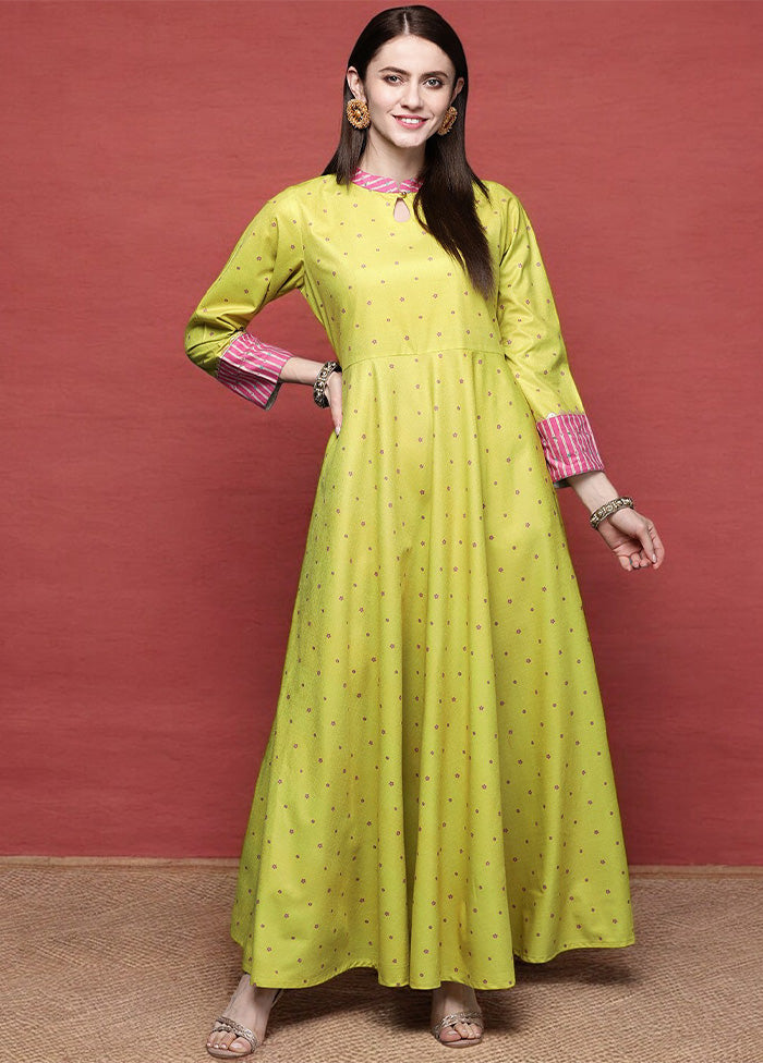 Yellow Readymade Velvet Indian Dress