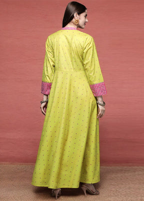 Yellow Readymade Velvet Indian Dress