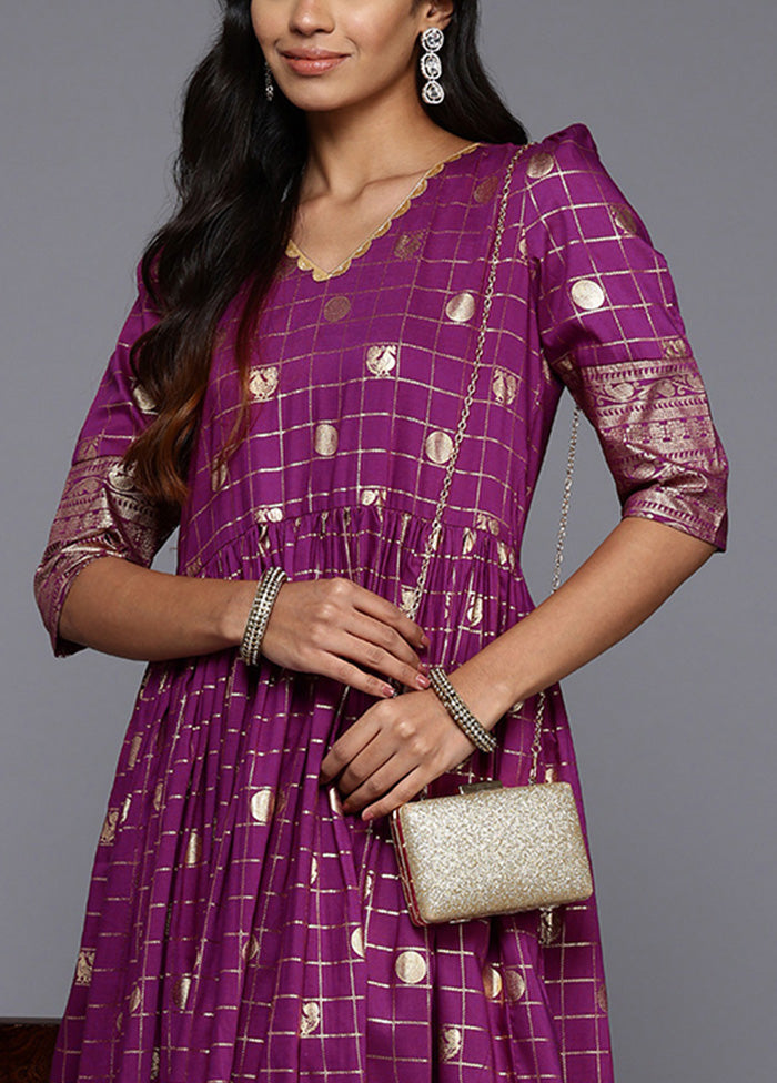 Purple Readymade Silk Indian Dress