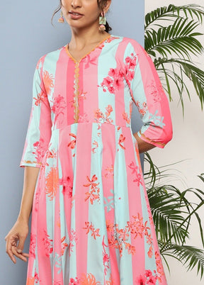 Coral Readymade Silk Indian Dress