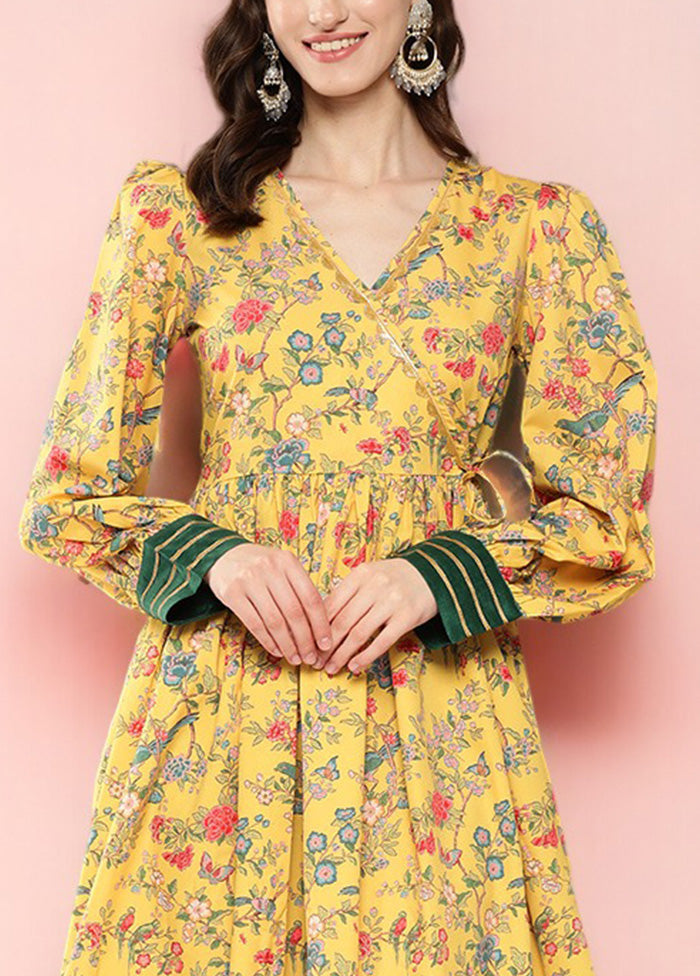 Yellow Readymade Silk Indian Dress