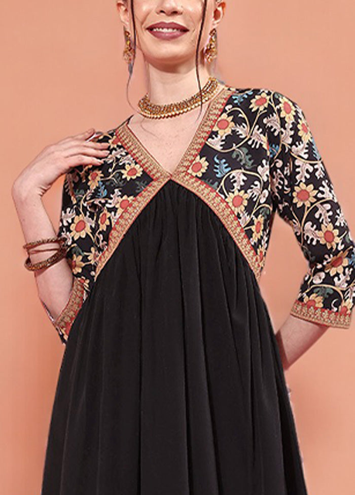Black Readymade Silk Indian Dress