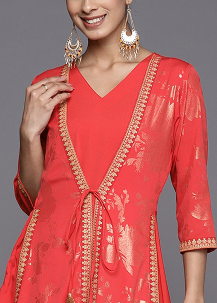 Red Readymade Silk Indian Dress