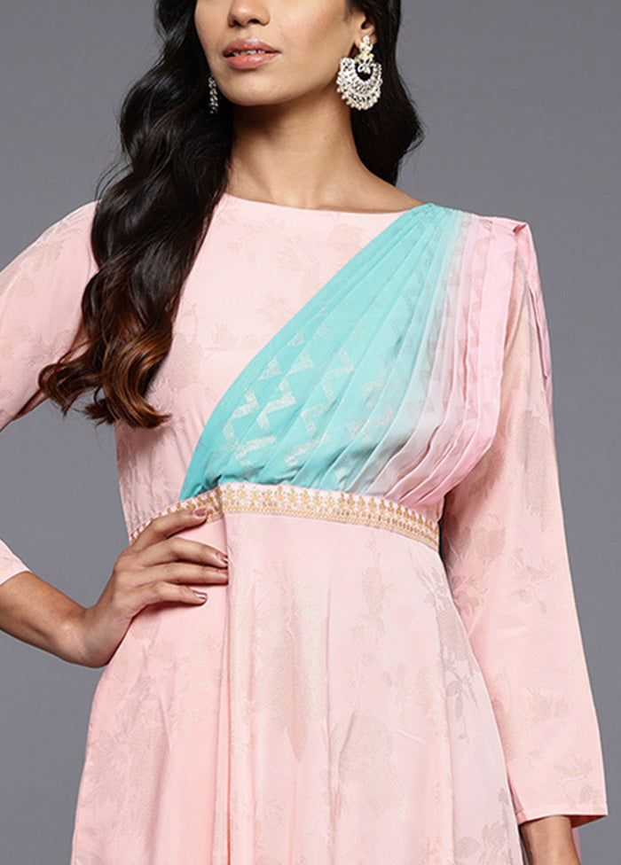 Pink Readymade Polyester Indian Dress