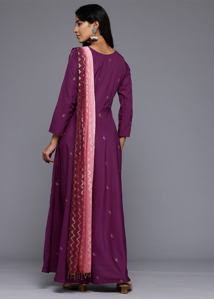 Purple Readymade Polyester Indian Dress