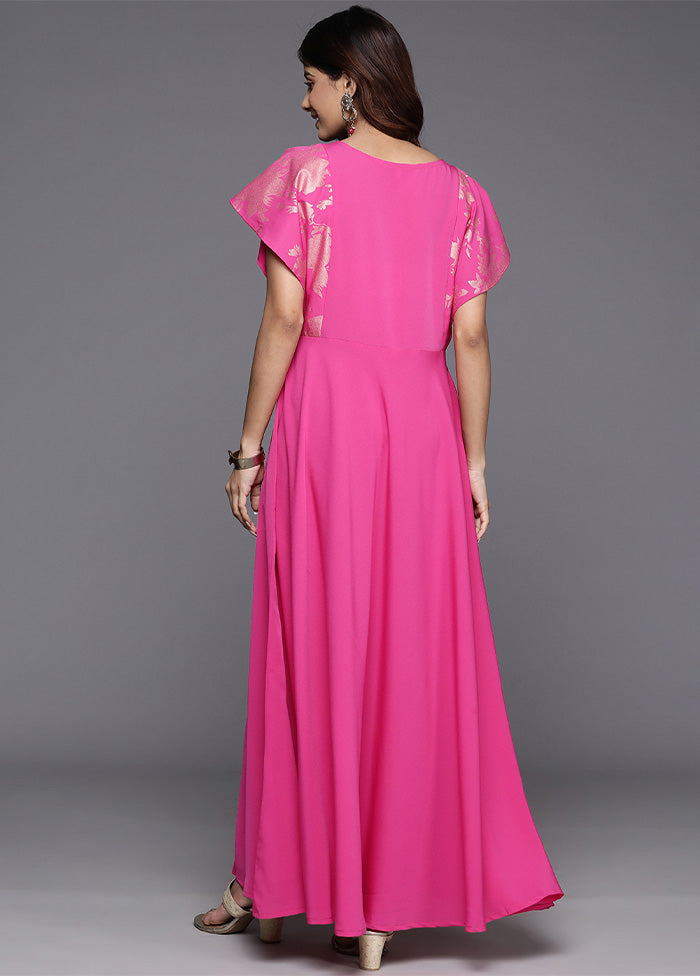 Pink Readymade Silk Indian Dress