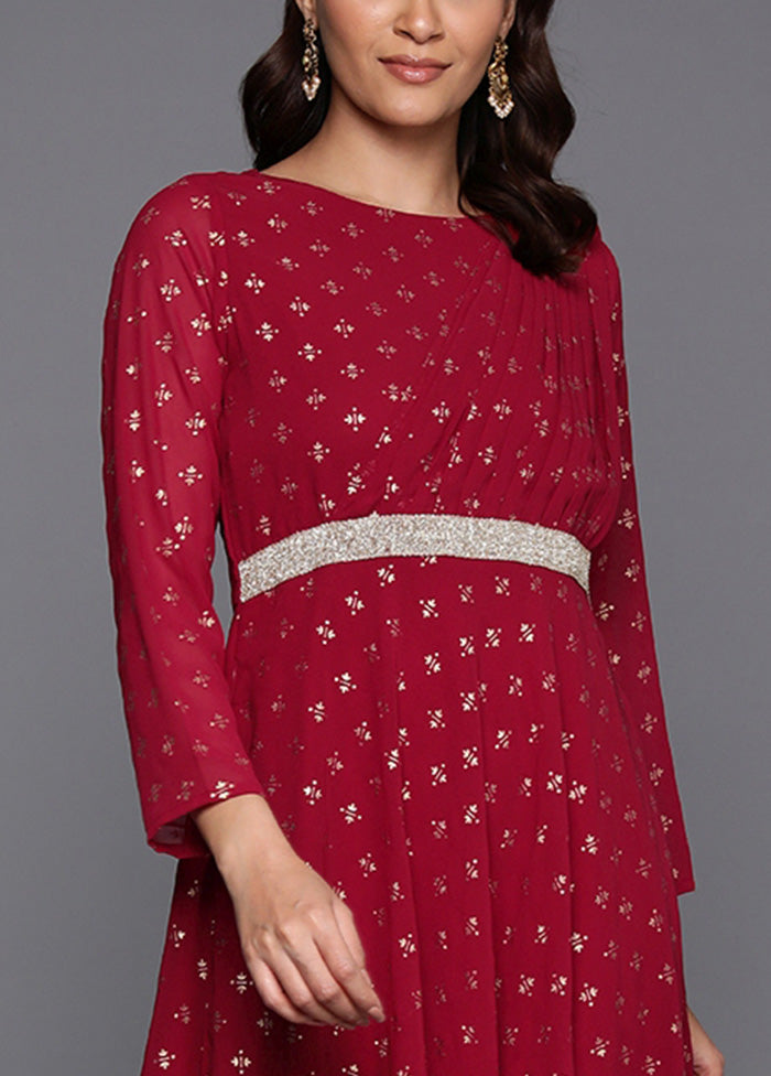 Maroon Readymade Georgette Indian Dress