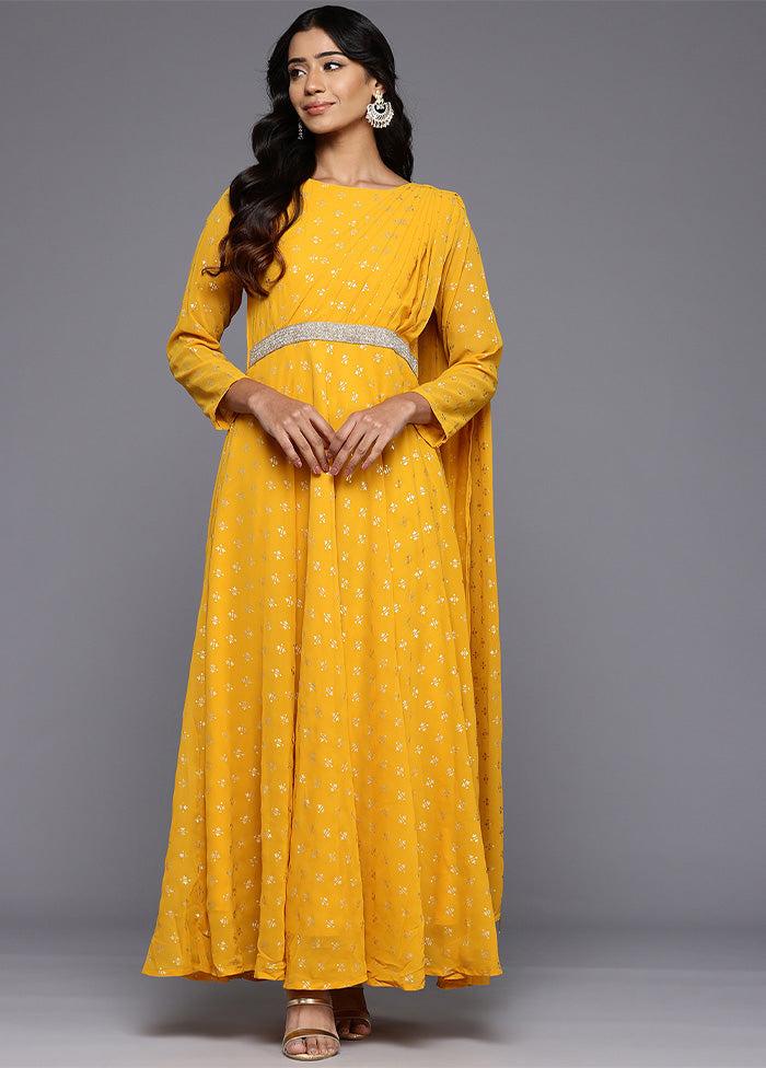 Mustard Readymade Georgette Indian Dress