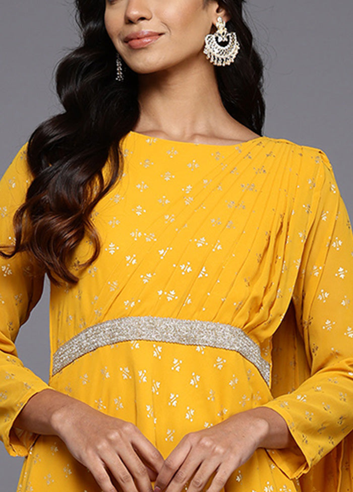 Mustard Readymade Georgette Indian Dress