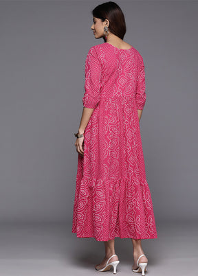 Pink Readymade Cotton Indian Dress