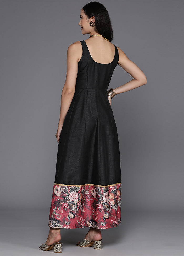 Black Readymade Silk Indian Dress