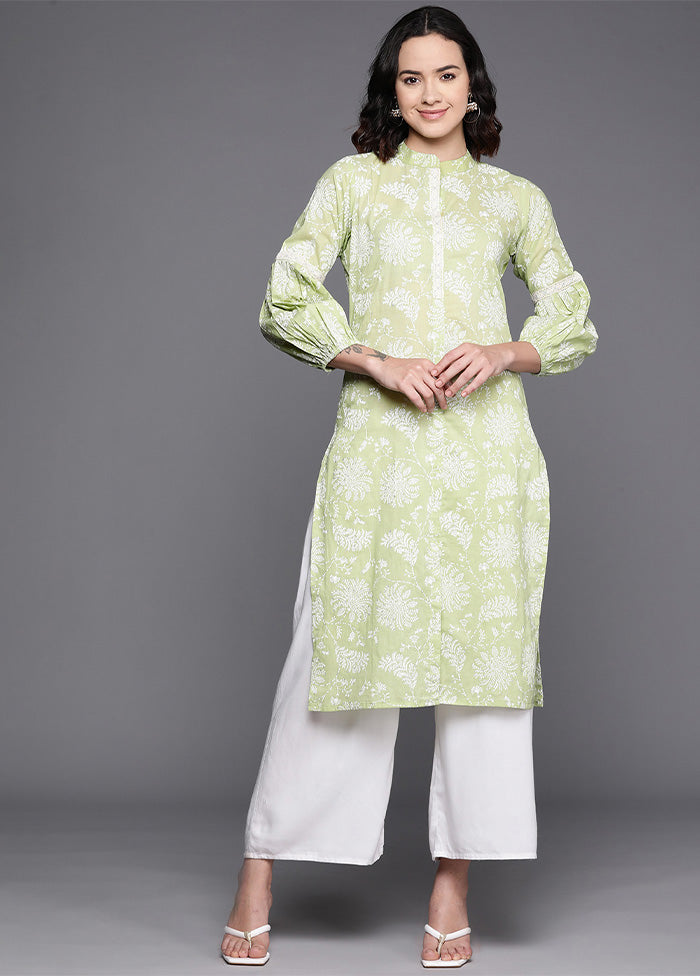 Pista Green Pure Readymade Cotton Kurti