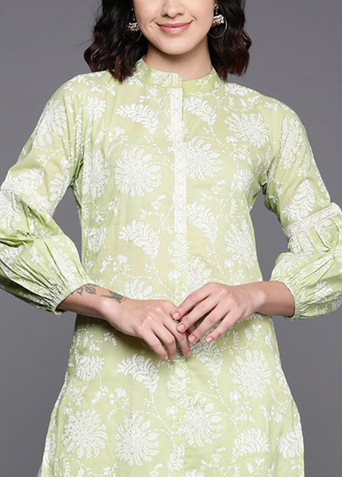 Pista Green Pure Readymade Cotton Kurti