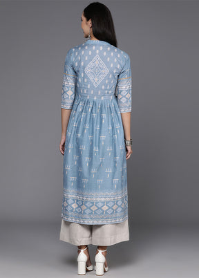 Powder Blue Readymade Cotton Kurti