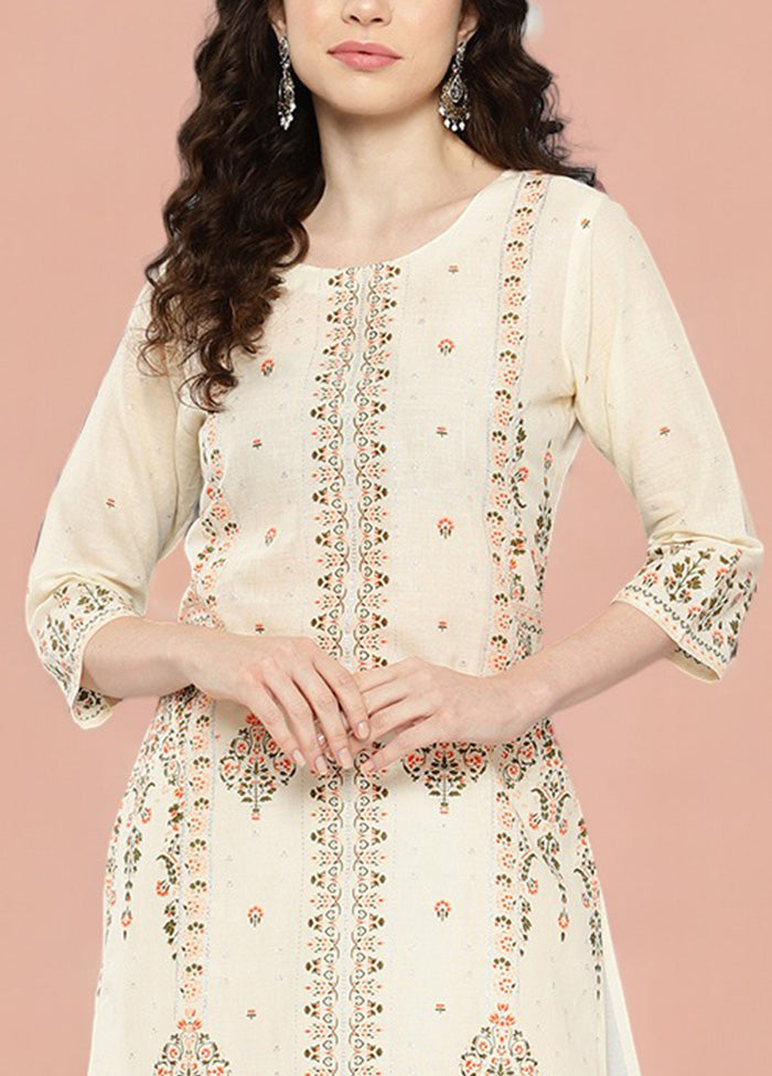 Off White Pure Readymade Cotton Kurti