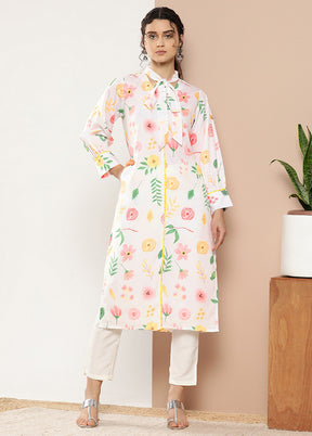 White Readymade Silk Kurti