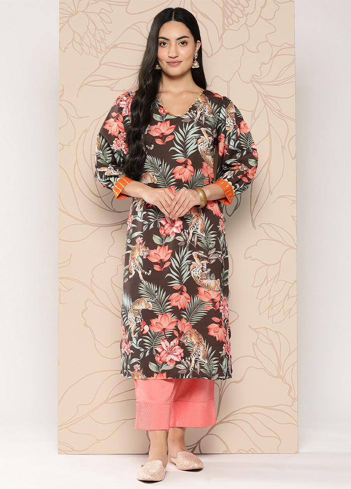 Brown Readymade Silk Kurti