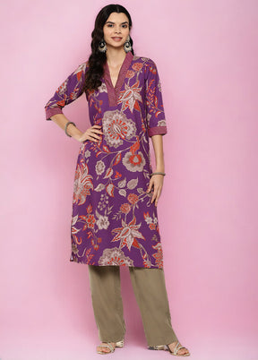 Purple Readymade Silk Kurti