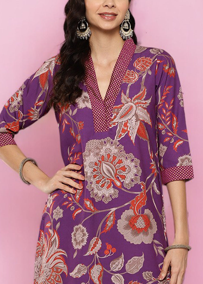 Purple Readymade Silk Kurti