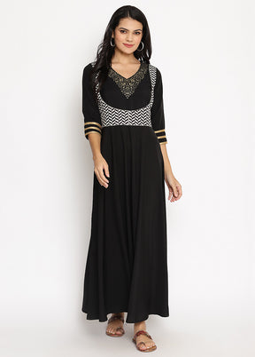 Black Readymade Silk Indian Dress