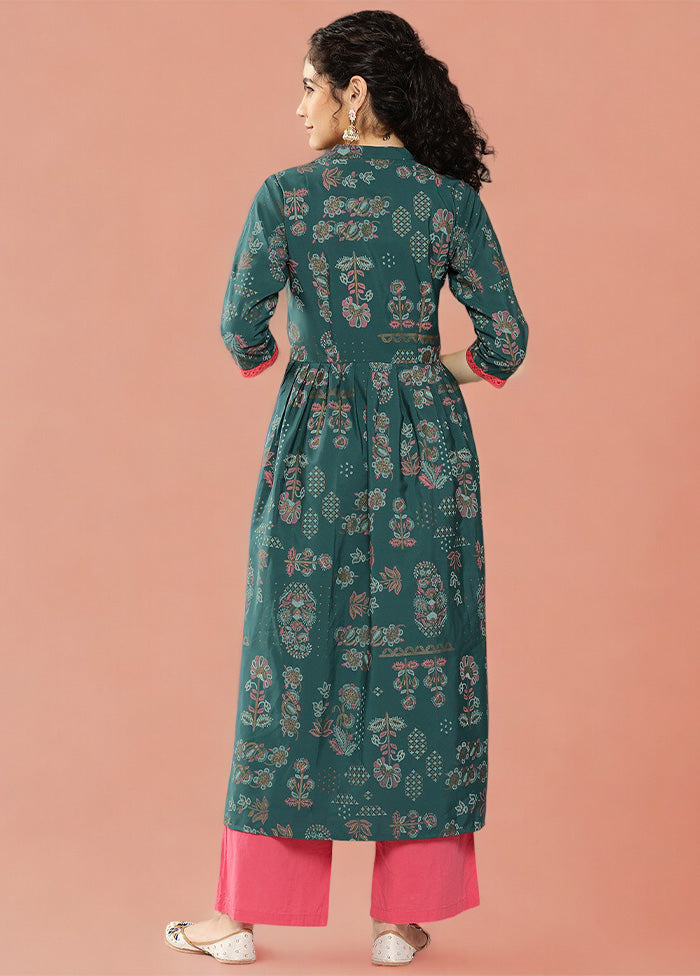 Green Readymade Silk Kurti