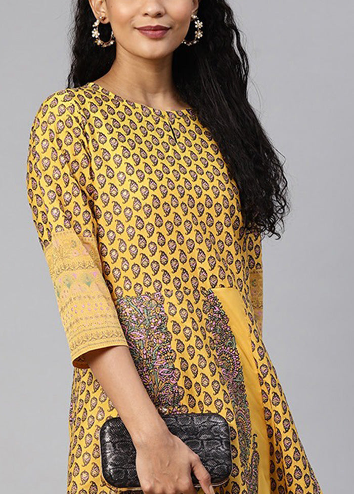 Mustard Readymade Silk Indian Dress