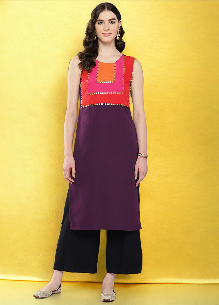 Burgundy Readymade Silk Kurti