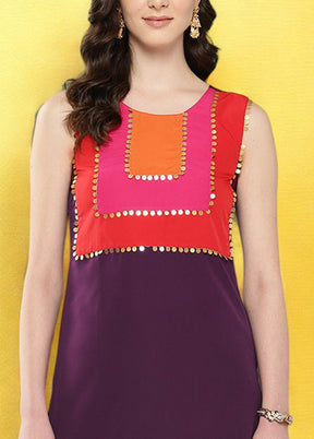 Burgundy Readymade Silk Kurti