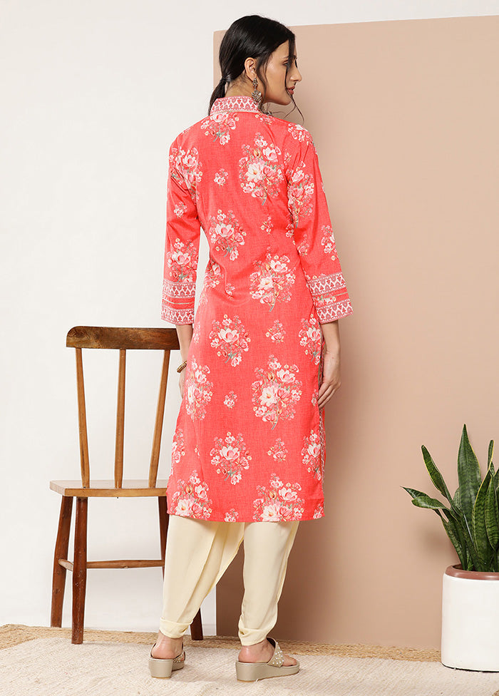 2 Pc Red Readymade Silk Kurti Set