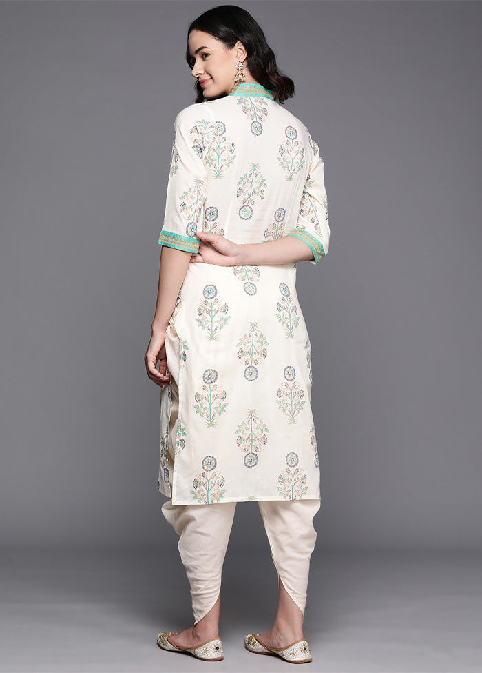 2 Pc Off White Pure Readymade Cotton Kurti Set