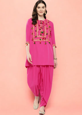 2 Pc Pink Readymade Polyester Tunic Set