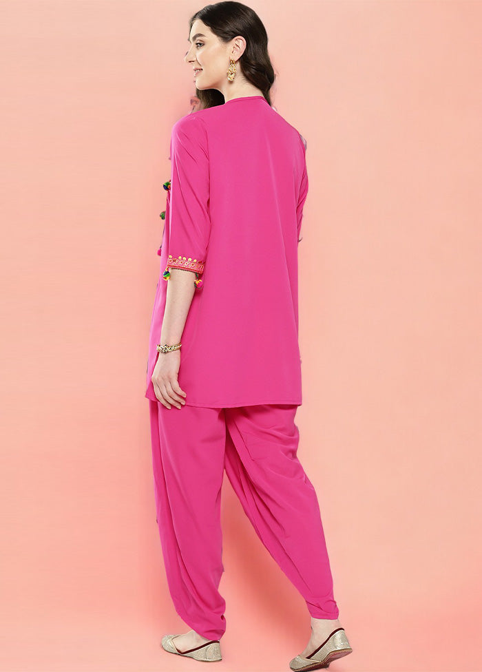 2 Pc Pink Readymade Polyester Tunic Set