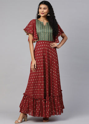 Maroon Readymade Georgette Kurti