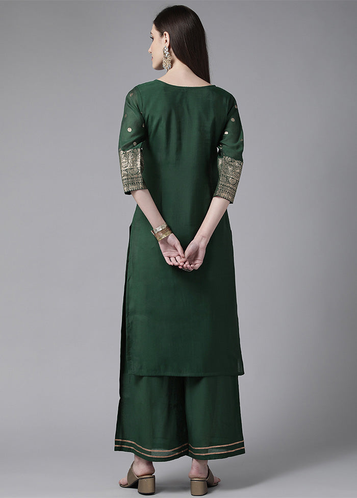 2 Pc Green Readymade Chanderi Kurti Set