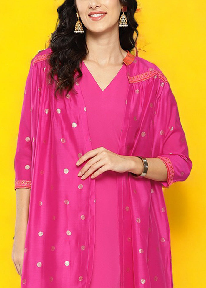 2 Pc Pink Readymade Silk Kurti Set