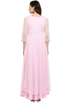 Light Pink Readymade Silk Kurti