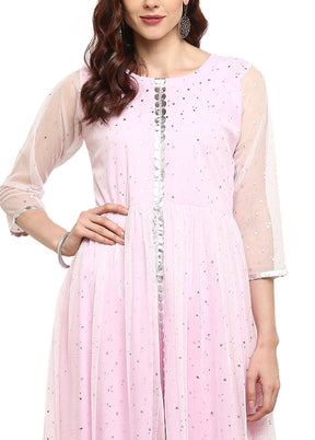 Light Pink Readymade Silk Kurti