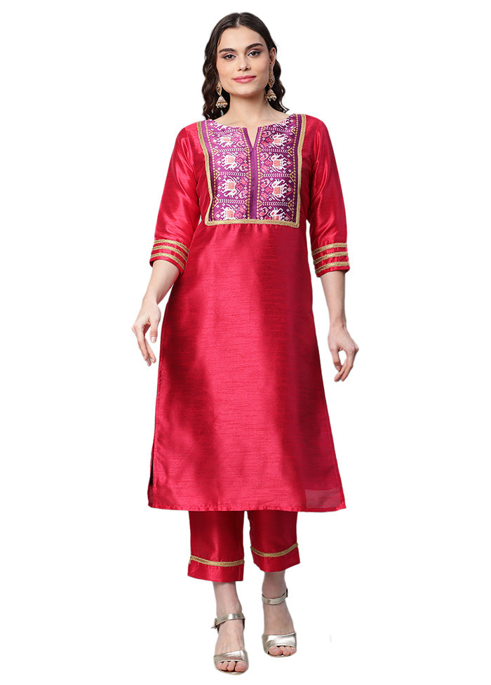 2 Pc Rani Readymade Silk Kurti Set